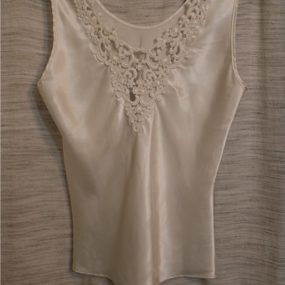 Elegant White Lace-Trimmed Women's Top